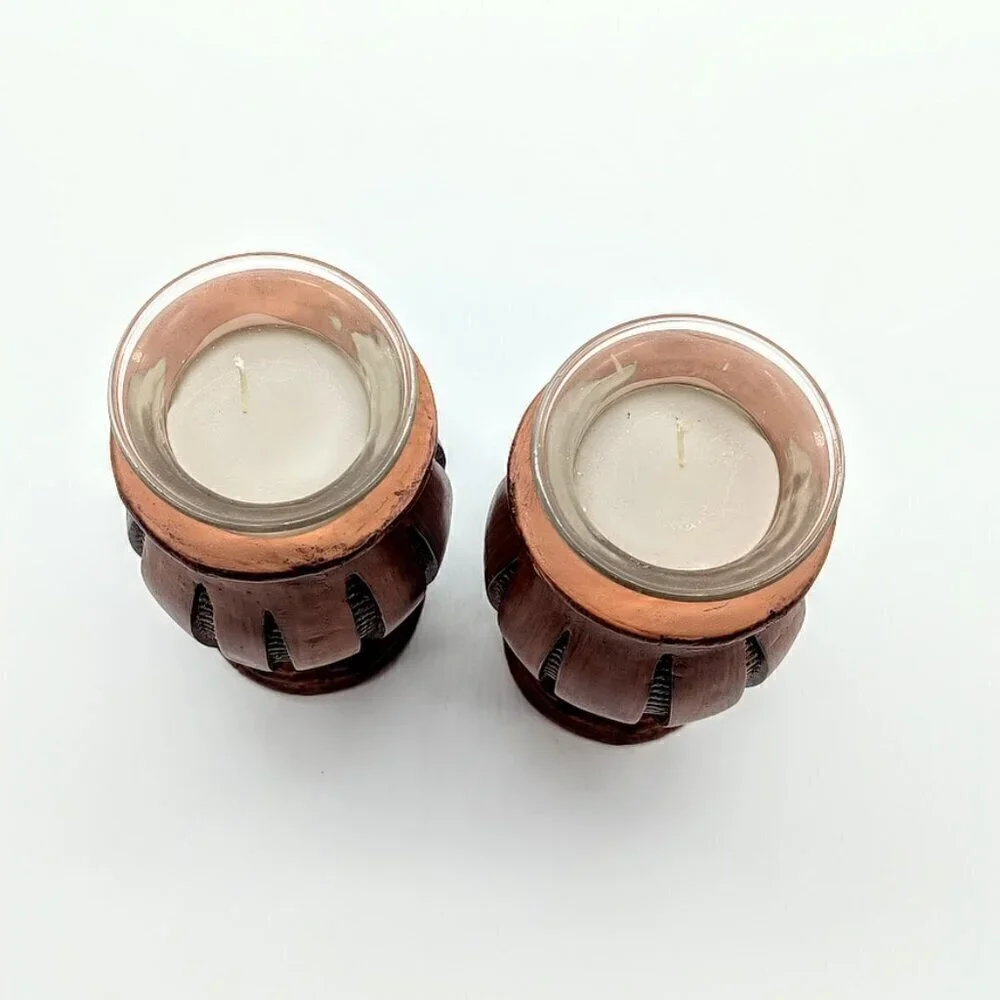 Designspirations Wood Wicker Candle Holders NWT
